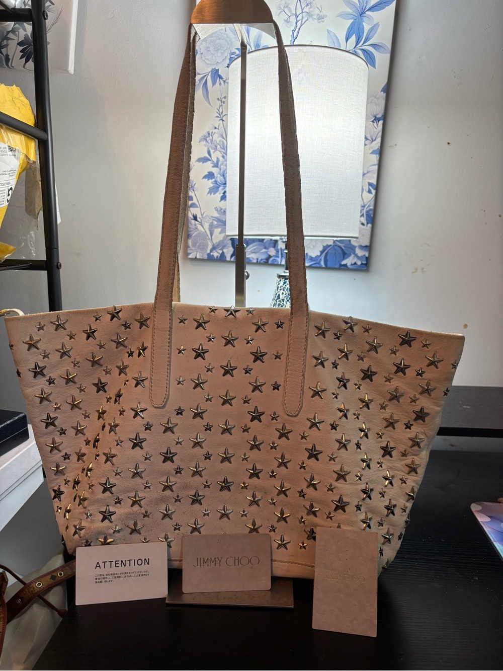 Authentic Jimmy Choo Sasha Star Studded Tote – Soft Leather